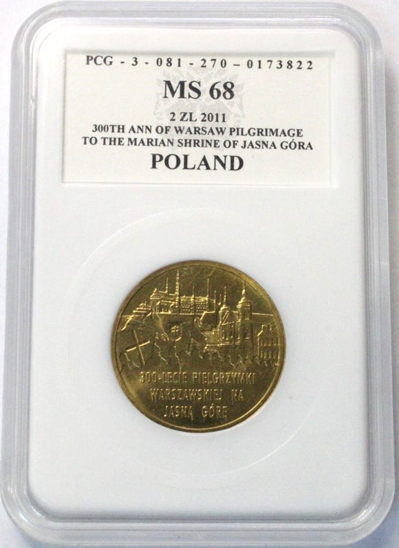 2011 - Polska - 2 zł - 300-lecie Pielgrzymki Warszawskiej na Jasną Górę - MS68 PCG