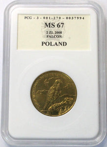 2008 - Polska - 2 zł - Sokół Wędrowny - MS67 PCG