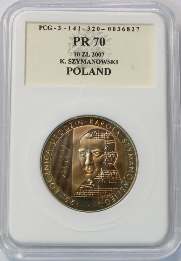 2007 - Polska - 10 zł - Karol Szymanowski - PR70 PCG