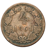 1861 - Austria - 4 Kreuzer