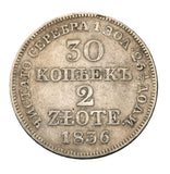 1836 - Polska - 30 Kopiejek - 2 Złote