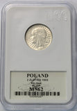 1933 - Polska - 2 zł - Polonia (głowa kobiety) - MS62 GCN ECC