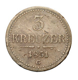 1851 - Austria - 3 Kreuzer