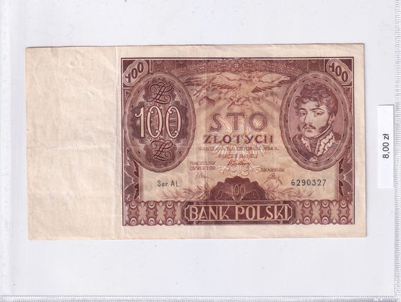 1934 - Polska - 100 Złotych <br> AL. 6290327