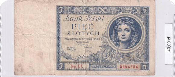 1930 - Polska - 5 Złotych <br> CT. 6664764