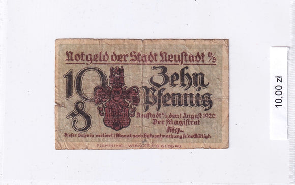 1920 - Niemcy - 10 Fenigów <br> 108025