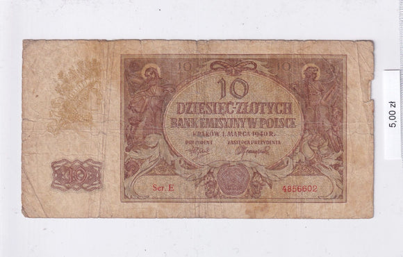 1940 - Polska - 10 Złotych <br> E 4856602