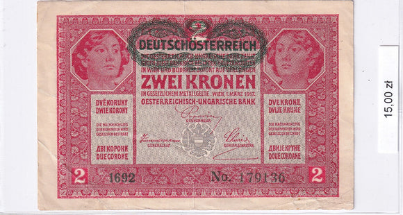 1917 - Austria - 2 Korony <br> 179136