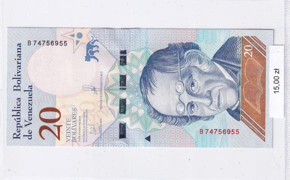 2018 - Wenezuela - 20 Boliwarów <br> B74756955