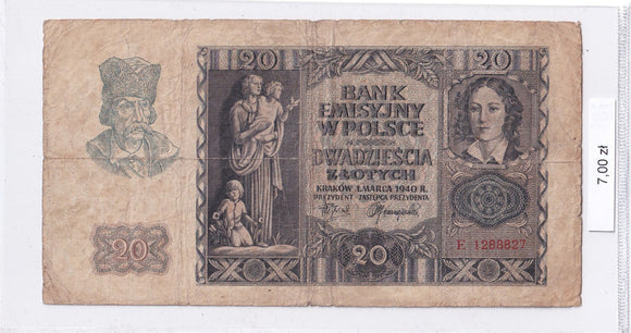 1940 - Polska - 20 Złotych <br> E 1288827