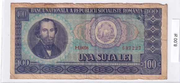 1966 - Rumunia - 100 Lei <br> H0058637227