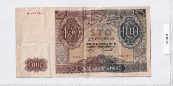 1941 - Polska - 100 Złotych <br> A 4992337