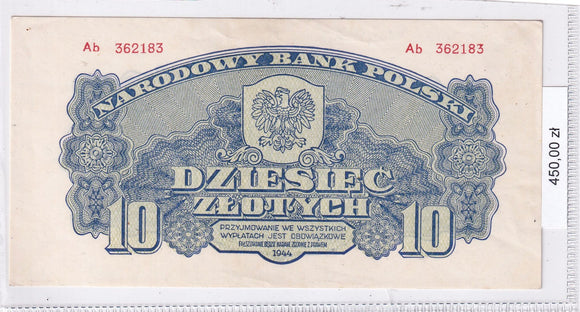 1944 - Polska - 10 Złotych <br> Ab 362183