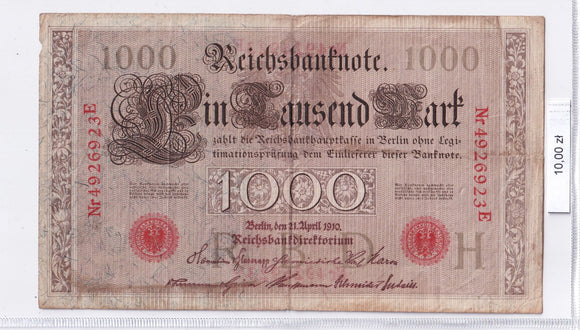 1910 - Niemcy - 1000 Marek <br> 4926923E