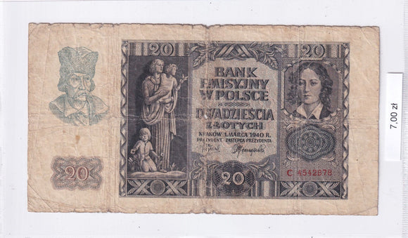 1940 - Polska - 20 Złotych <br> C4542878