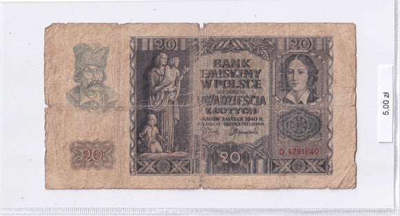 1940 - Polska - 20 Złotych <br> D4291640