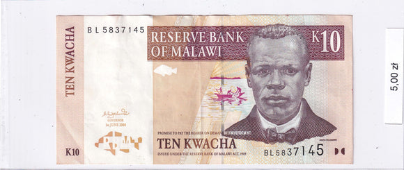 2004 - Malawi - 10 Kwacha <br> BL5837145