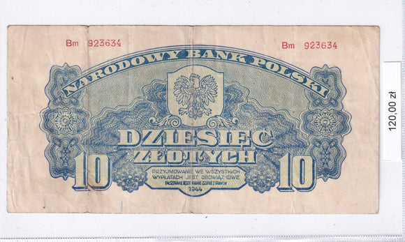 1944 - Polska - 10 Złotych <br> Bm923634