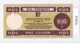 1979 - Polska - PRL - Bon Towarowy Pekao - 5 Centów <br> HA5116070