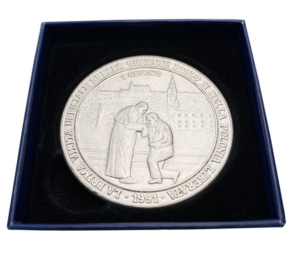 Medal - Włochy - Jan Paweł II - Spotkanie z prezydentem Wałęsą w 1991r.