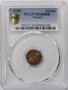 1938 - Polska - 1 Grosz - MS66 PCGS