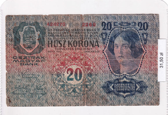 1913 - Austria - 20 Koron <br> 424270 2260